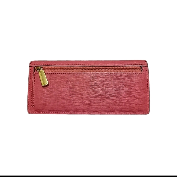 Coach Pink Saffiano Leather Pink Bifold Soft Wallet  GUC - Picture 2 of 10